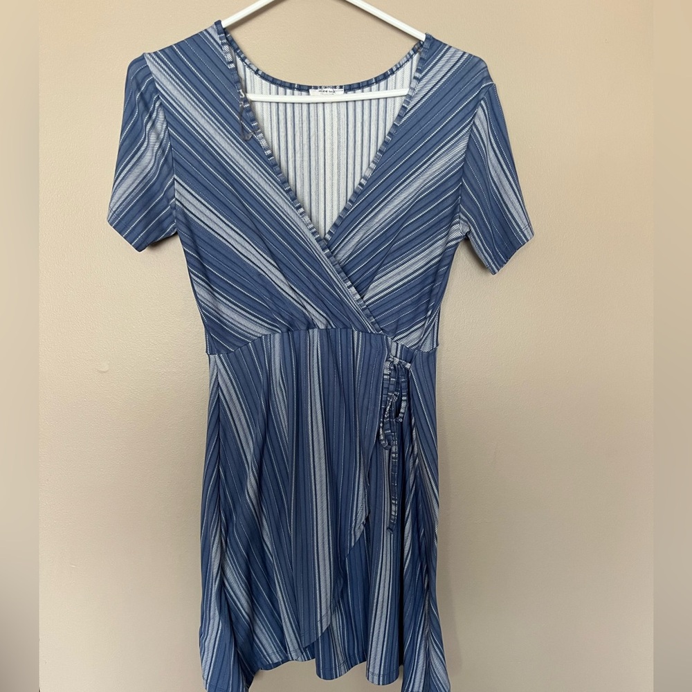 Ardene Blue and White Striped Midi Dress